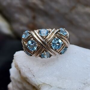 Vintage Sterling Silver Ring Blue Topaz 925 Silver Jewelry